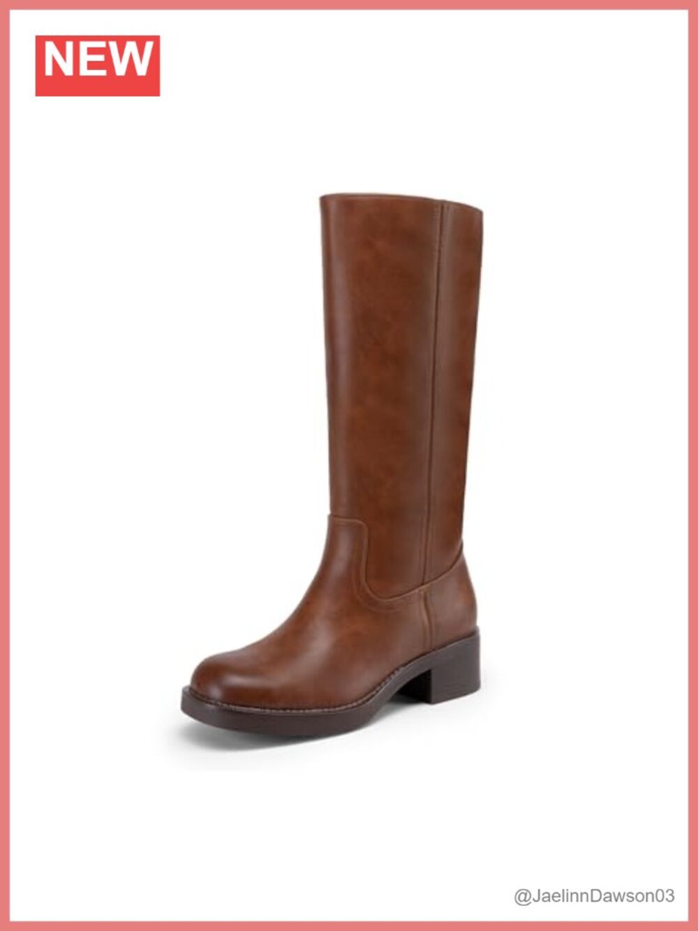 Women's Square Toe Chunky Heel Knee High Riding Boots Faux Leather